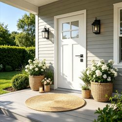 36x80 Fiberglass Front Door with White 4-9/16 PVC Frame,Left-Hand Inswing Exterior Door with Brickmould,Contemporary minimalist smooth skin with clear