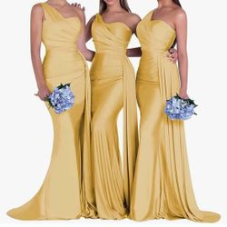 One shoulder Mermaid Dress (Gold)