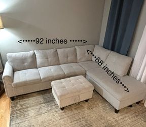 Heather Gray Left L Shape Sectional Couch