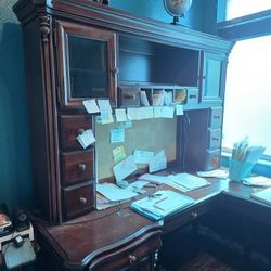 Office Desk, Book Case W/light 