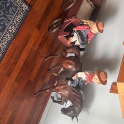 Porcelain Dolls And Wagon Set