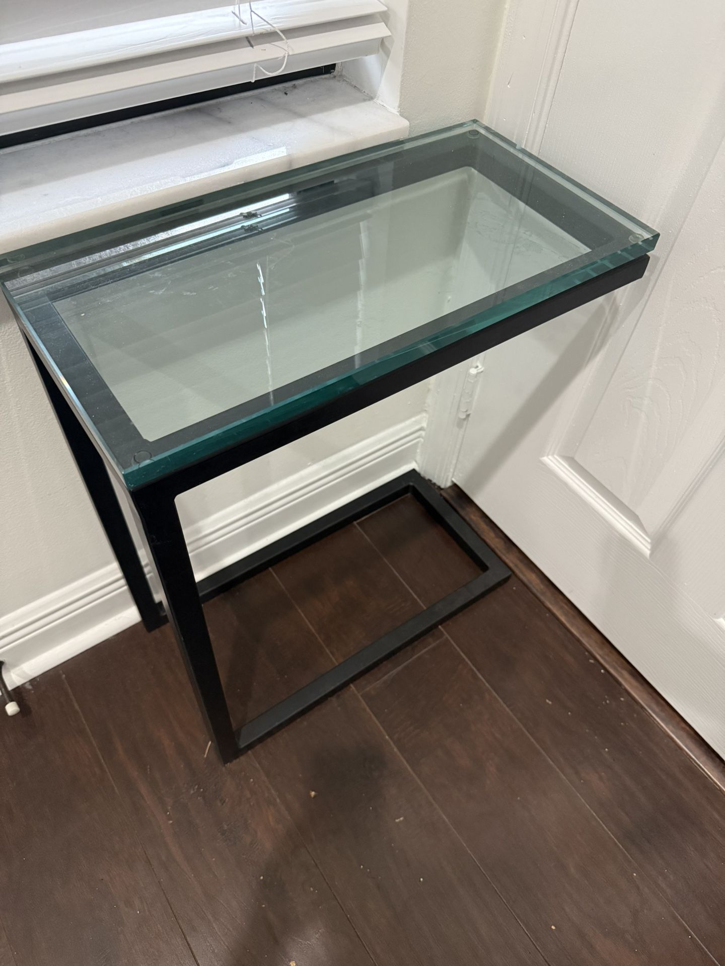 glass metal end table