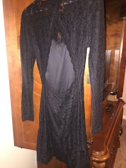 Black lace open back dress ,