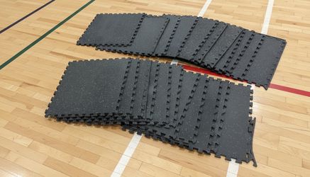 (22) 24.5” Rubber Interlocking Gym Flooring Tiles 1/3” Thick! Retails $229.99 for 25! $202+ value!