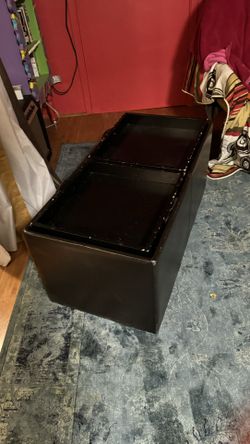 Foot Stool With Wheels, Storage, And Tray
