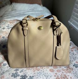 Coach purse satchel bag cream color