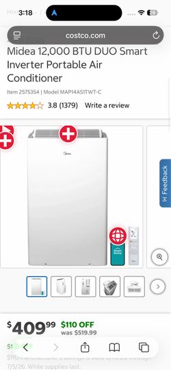 Midea 12,000 BTU DUO Smart Inverter Portable Air