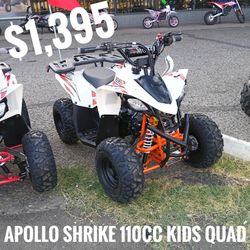 New in stock Apollo shrike 110cc $1,395 cash price plus taxes and fees