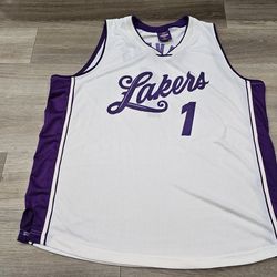 Los Angeles Lakers NBA Basketball Promo Jersey Number 1 White Purple Men Size XL Used