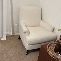 Mercer Rolled Upholstered Arm Chair With Caster Cream