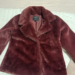 Burgundy fur coat