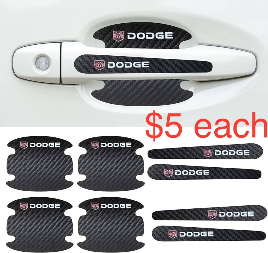 SHENDAF 8 Pack Car Carbon Fiber Stickers Compatible with Dodge Door Handles Door Cup Protectors Carbon Fiber Stickers Scratch Resistant Accessories, b