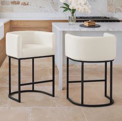 2X Beige color 27” fabric barstools