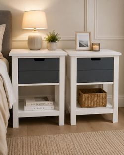 Nightstand with One Drawer, Modern Wood Bedside Table with Open Storage Shelf, Night Stand End Table for Boys Girls Bedroom 
Measurement: Height 24
  