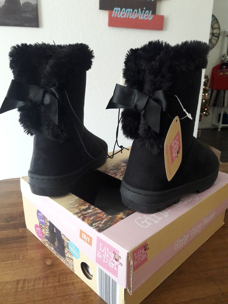 NWT Lily & Dan Cozy Winter Boots Girls Size 13/1