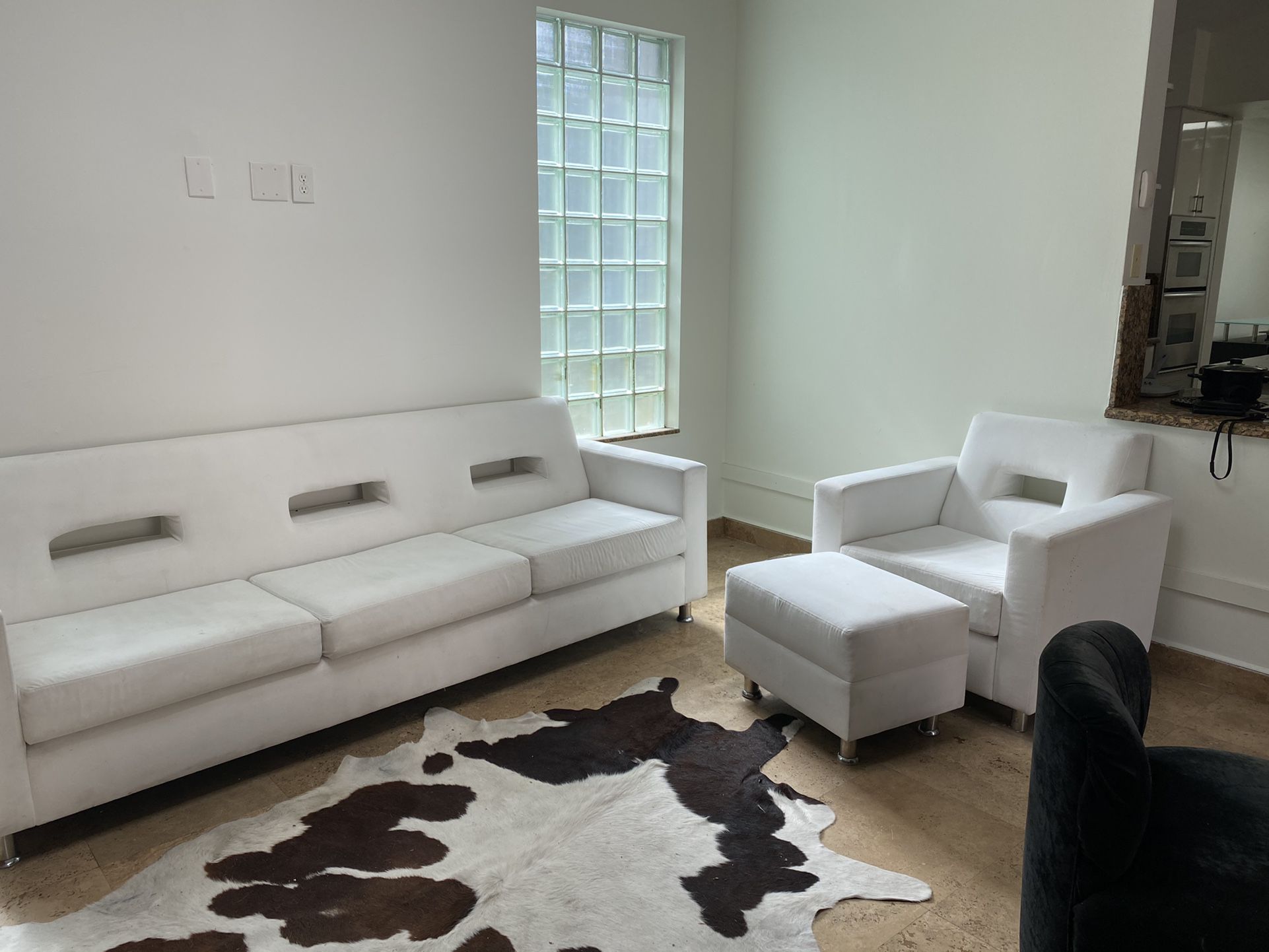White Upholstery Sofa, Chair, Ottoman And 2 Chairs