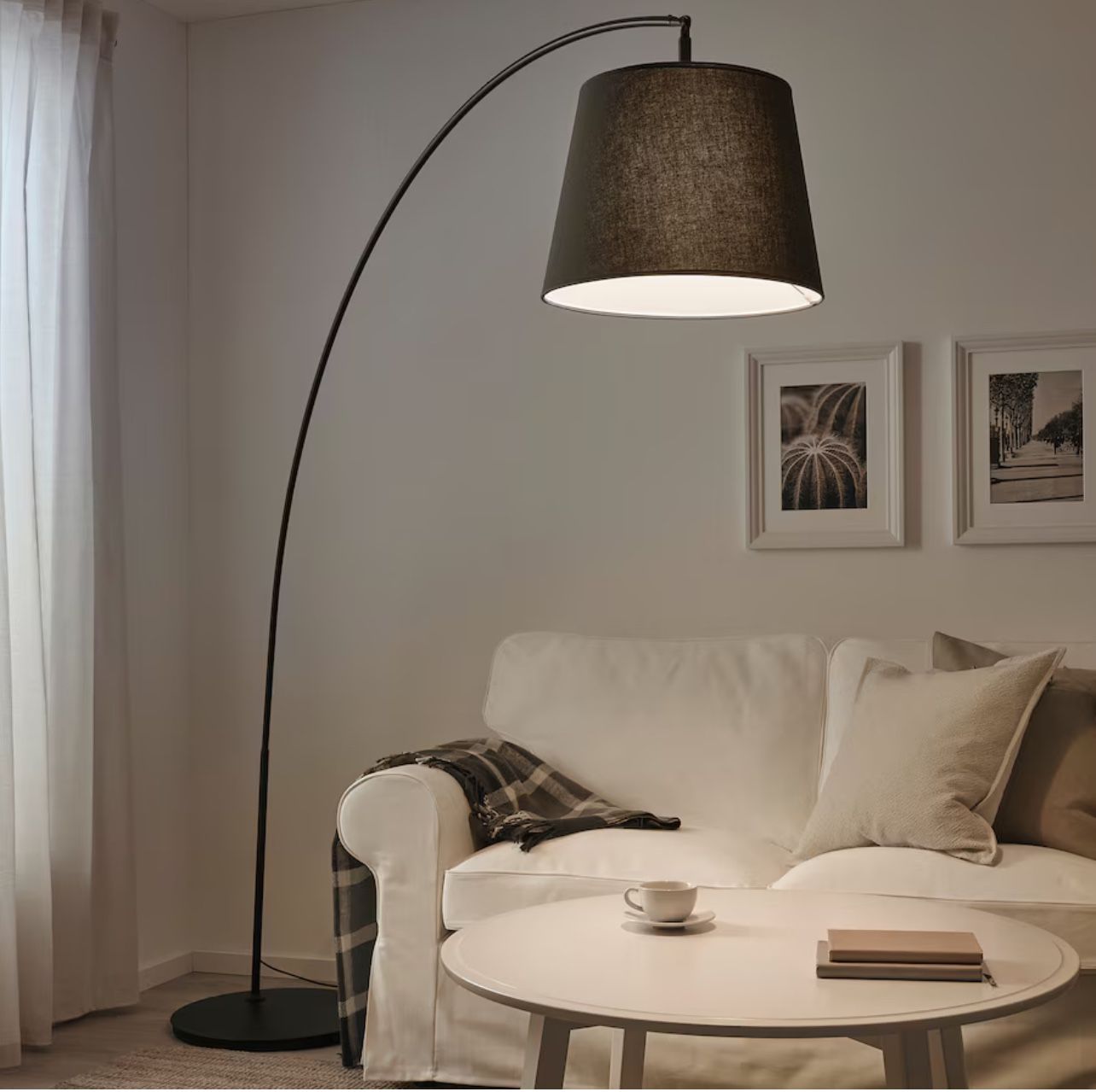 IKEA SKOTTORP / SKAFTET Floor lamp, arched, gray