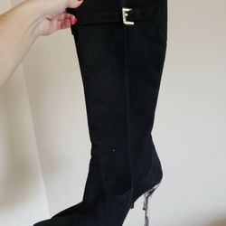 CESARE PACIOTTI BLACK LEATHER SUEDE BOOTS SIZE 36/6