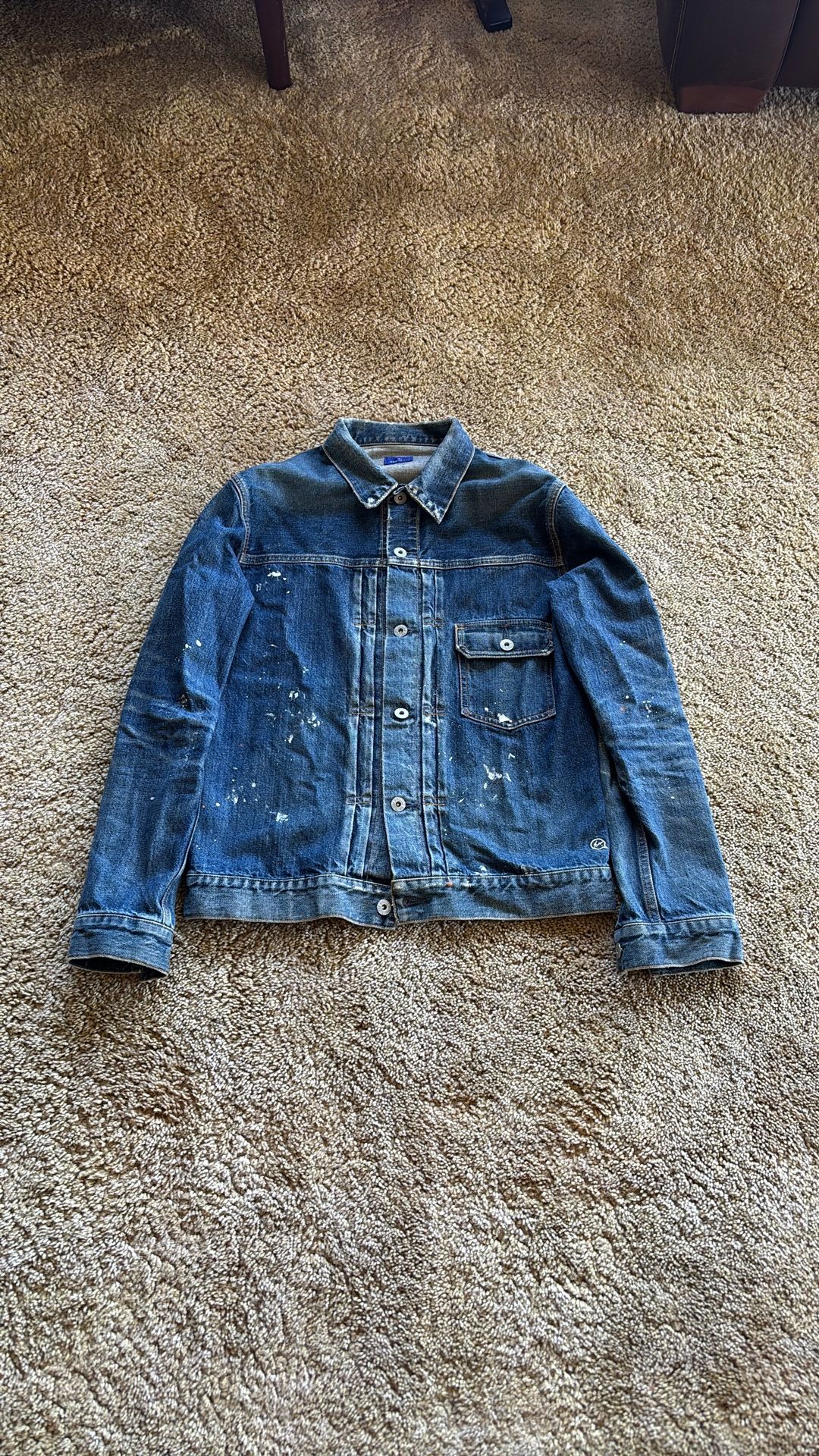 DENIM by Fragment splatter denim jacket sz M