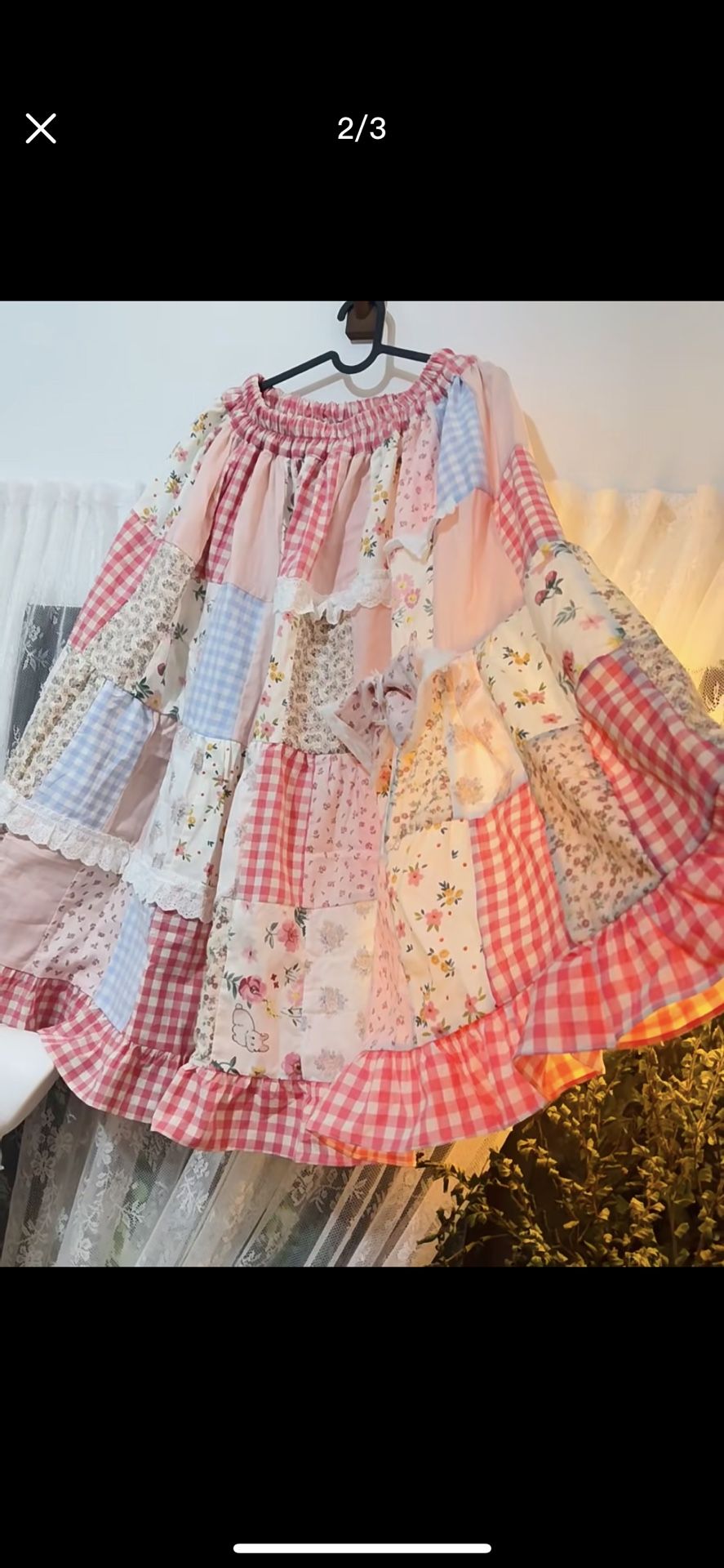 Floral Patchwork Skirt - Pink and Cream