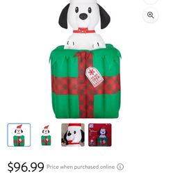 Gemmy 5 ft. Animated LED Dog in Gift Box Christmas Inflatable