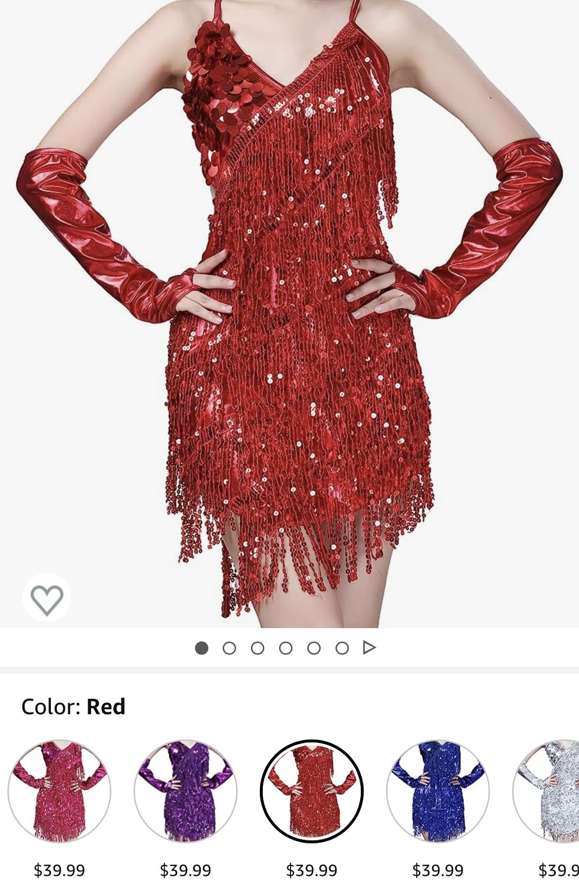 Red Tassel Sequin Latin Dance Dress