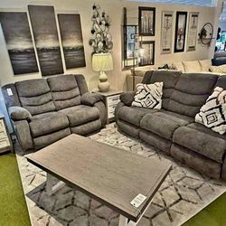 Tulen Gray Reclining Sofa And Loveseat 