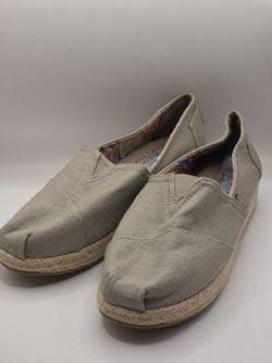 BOBS Skechers Womens 9 Taupe Espadrille Wedge Slip On Memory Foam 34101
