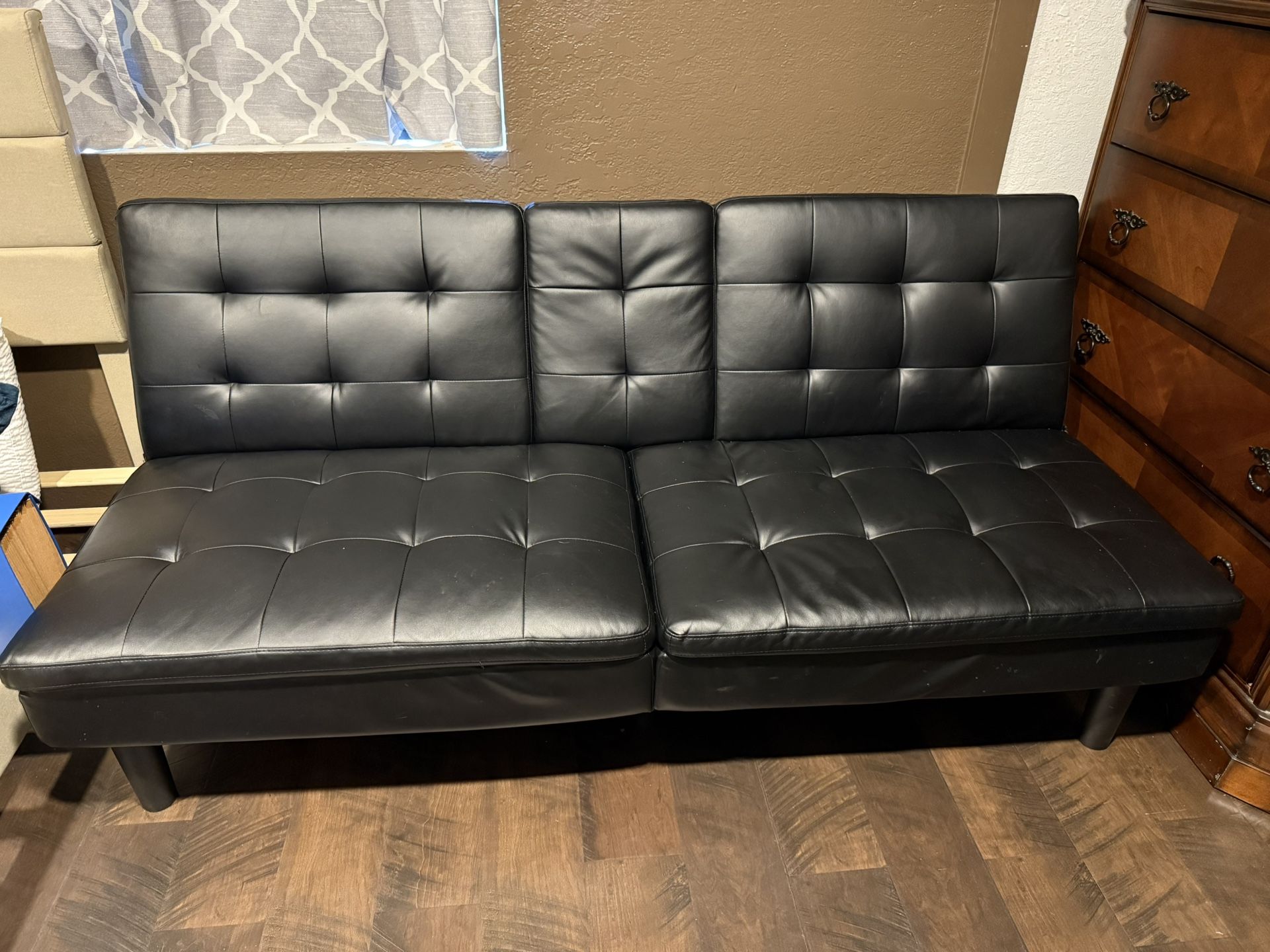 Black Leather Futon Couch