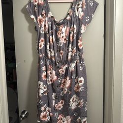 Grey Floral Dress 