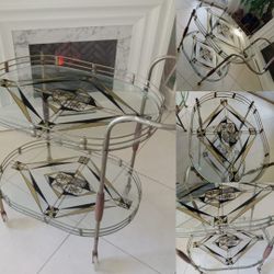 Vintage mid-century modern Brass Bar cart, Mad Men, Mid century, modern Italian Brass Bar cart, MCM, brass and wood cocktail cart, modern Tea Bar cart