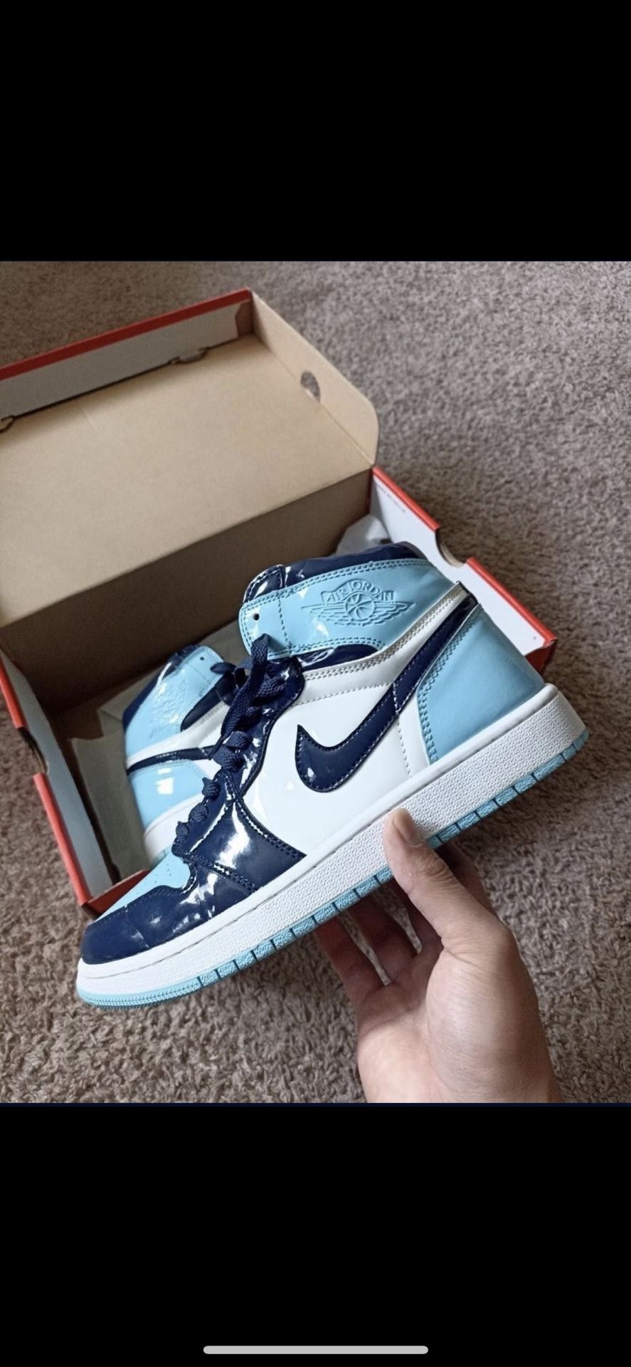 Jordan Unc Patent Blue Women Size