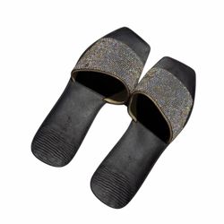 (NEW) Bamboo Rhinestone Slide Sandals 6W