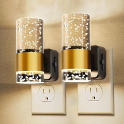 Night Light,Dimmable Night Lights Plug into Wall, 2 Pack Acrylic Nightlight with 0-100 LM Adjustable Brightness, 3000K Plug in Night Light with Dusk t
