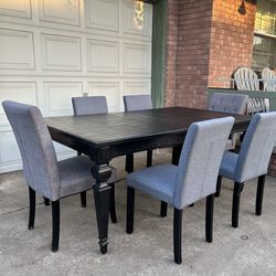 Solid Wood dinning table with six chairs