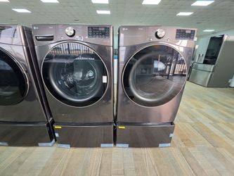 LG ThinQ Front-Load Washer and Dryer Set