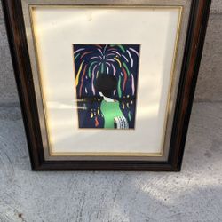 Vintage Japanese Woodblock Print “Fireworks” by Yumeji Takehisa – Framed Fine Art