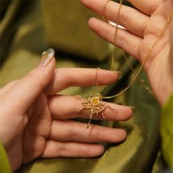 Orange fire crystal necklace