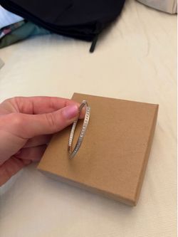 Swarovski Single Silver Hoop Earrings with Pavé Crystals