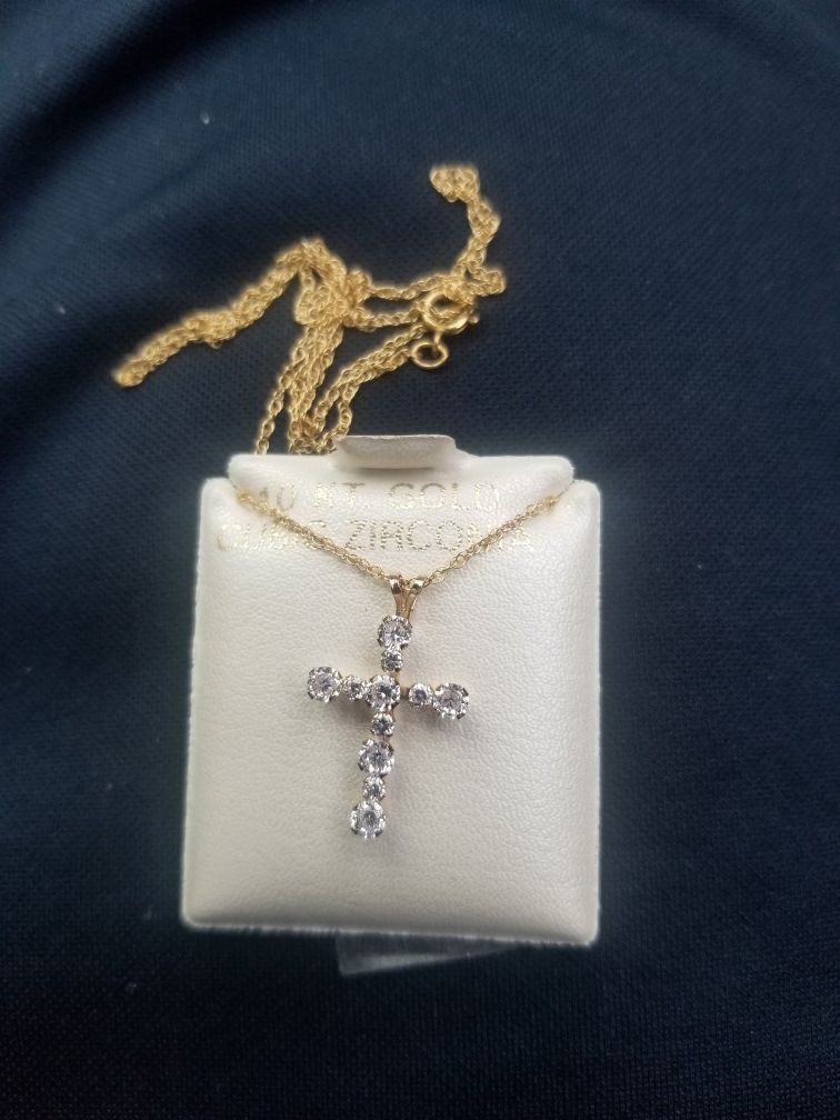 10 karat Gold Chain with Cross. $55