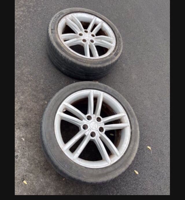 2 — 245/45r19 5x120 5x4.72 Stock Tesla Model S X wheels Rims Tires!!!