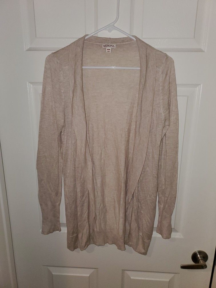 Soft + Cozy Cream Colored Cardigan Sweater (Size M)