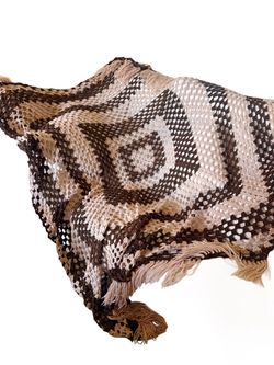 Handmade Crochet Throw Blanket with Fringe Granny 87”