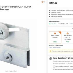 4 sets of Frameless Sliding Shower Door Top Bracket, 3/4 in., Flat Plastic Wheel, Steel Ball Bearings