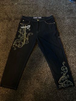 Gold Embroidered Y2K pants