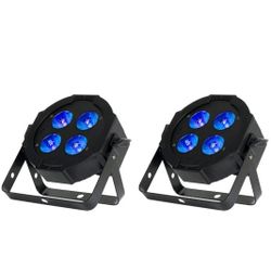 2 Eliminator Lighting Mega Hex L Par Light with 4 x 20-Watt RGBLA+UV LEDs 