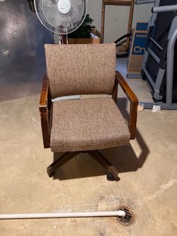 Vintage Wood Frame Rolling Armchair