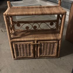 Vintage Rattan table top shelf/ organizer 