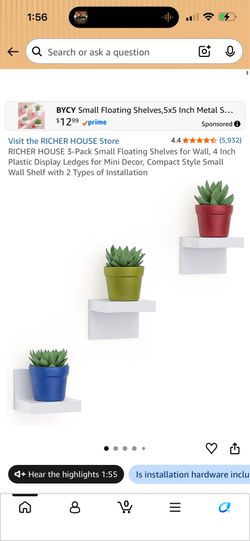 Only One Left Richer House 4 inch floating shelf-White
