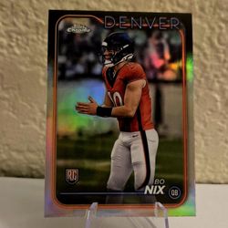 2024 Topps Chrome Football Bo Nix Prism Refractor RC #206 Denver Broncos